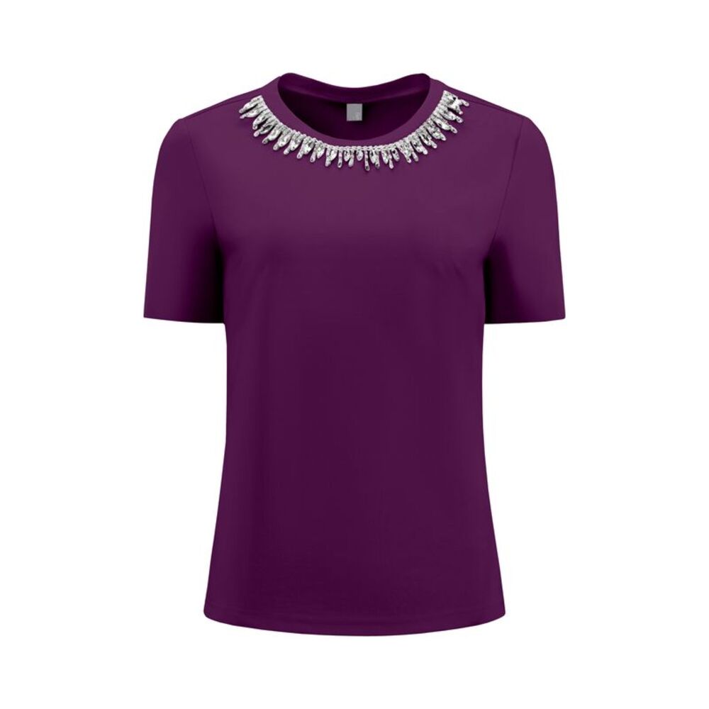 Sparkly Blouse Cocktails Elegant Rhinestone Tops Purple